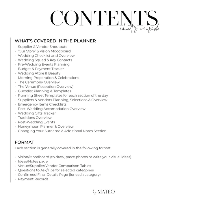 Wedding Planner Organiser